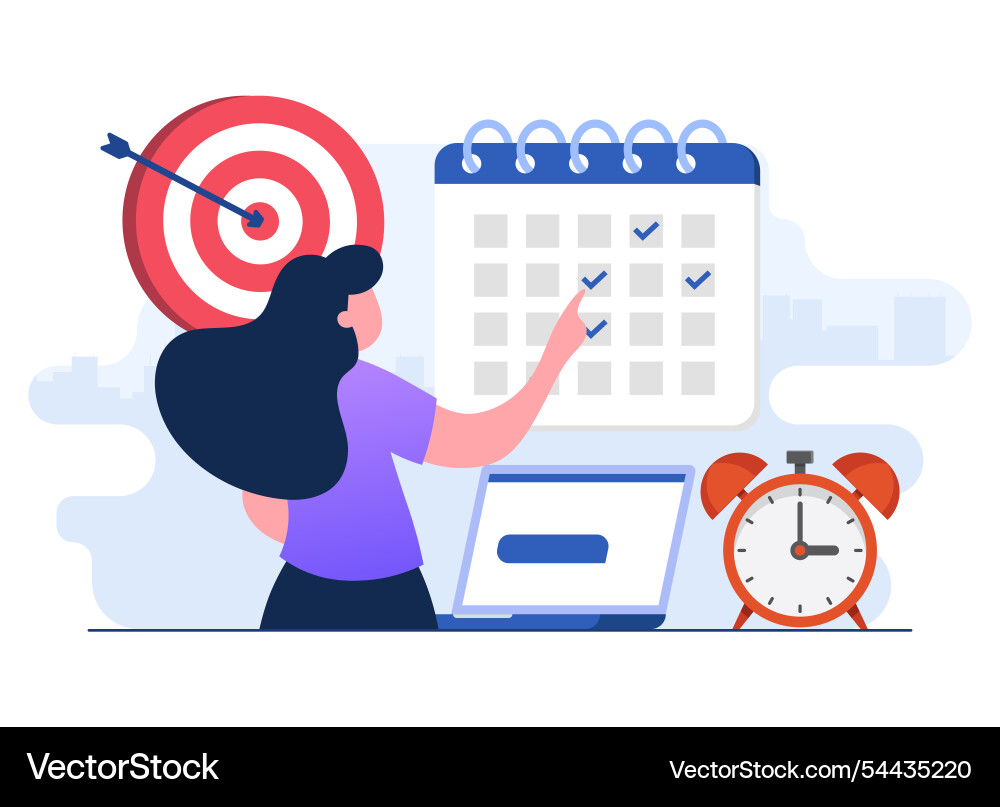 Effective time management flat concept female Effective time management flat concept female vector image