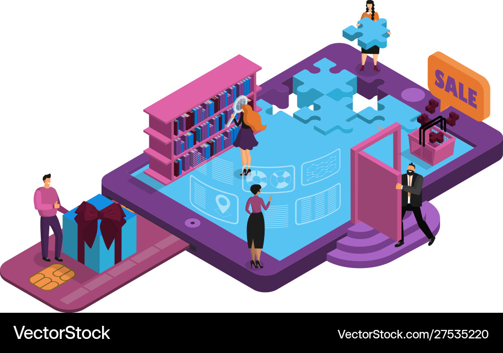 Infographics system interaction with client Vector Image