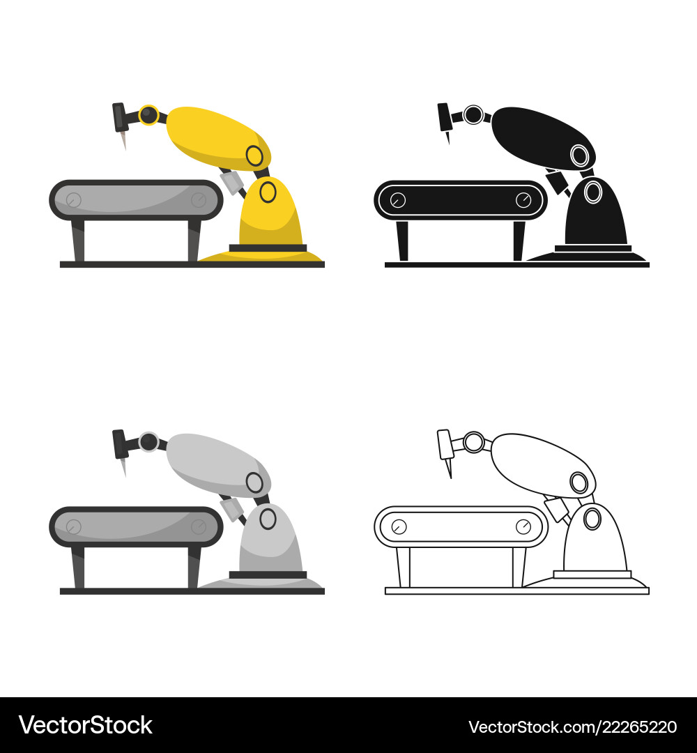 Isolated object of robot and factory sign set Vector Image