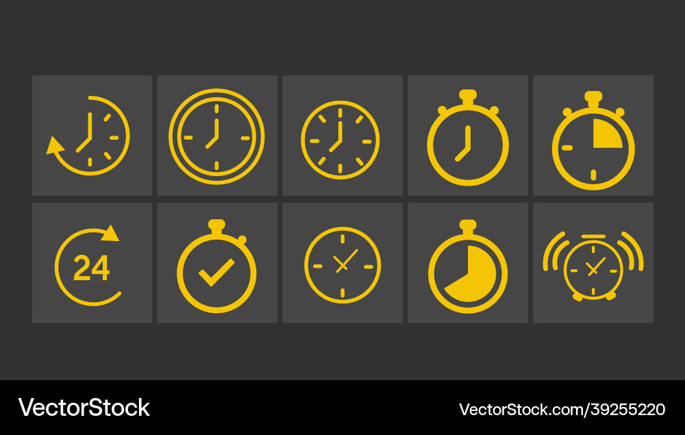Isolated time and clock line icons Vector Image
