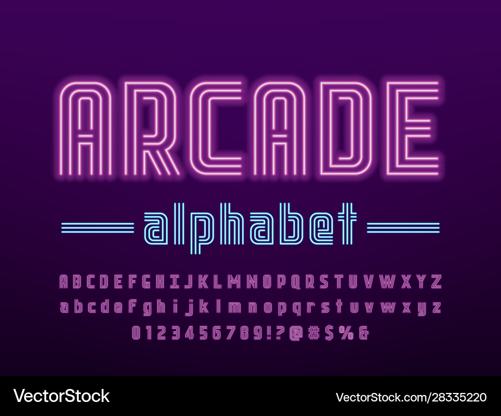 Neon font Neon font vector image