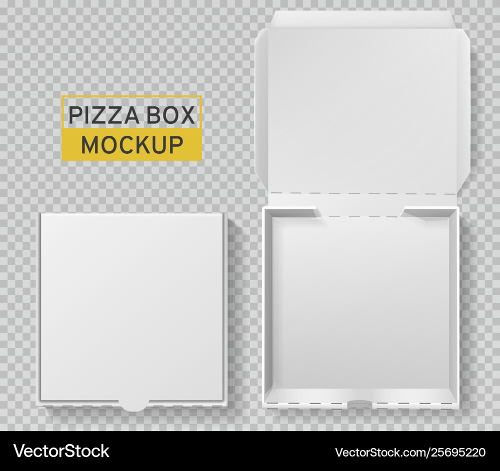 Pizza box open and closed pack top view Pizza box open and closed pack top view vector image