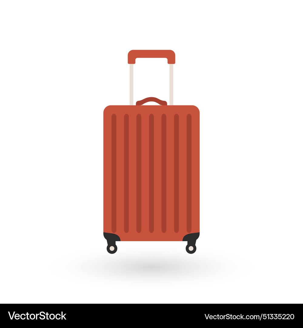 Red rolling suitcase with extended handle Vector Image