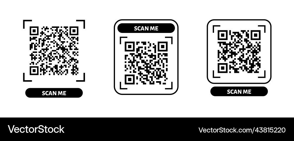 Scan me qr code design for payment text Vector Image