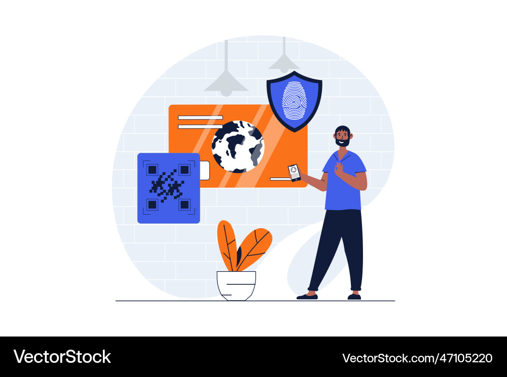 Secure payment web concept with character scene Secure payment web concept with character scene Vector Image