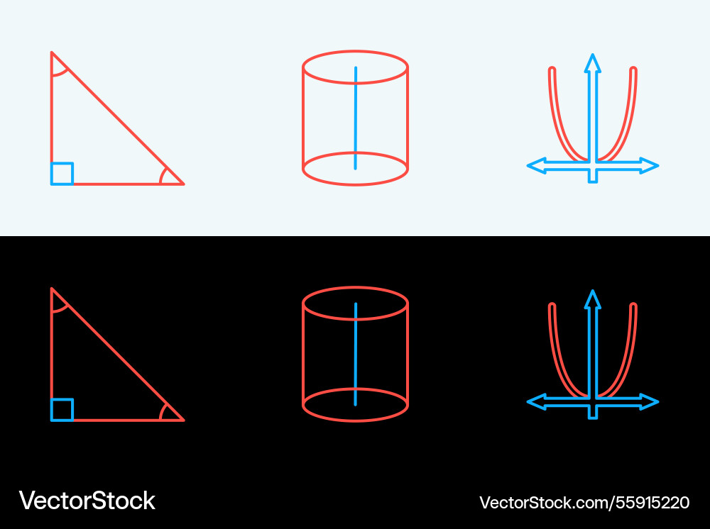 Set line graph schedule chart diagram triangle Vector Image