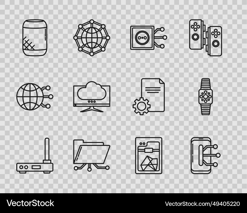 Set line router and wi-fi signal smartphone Set line router and wi-fi signal smartphone vector image