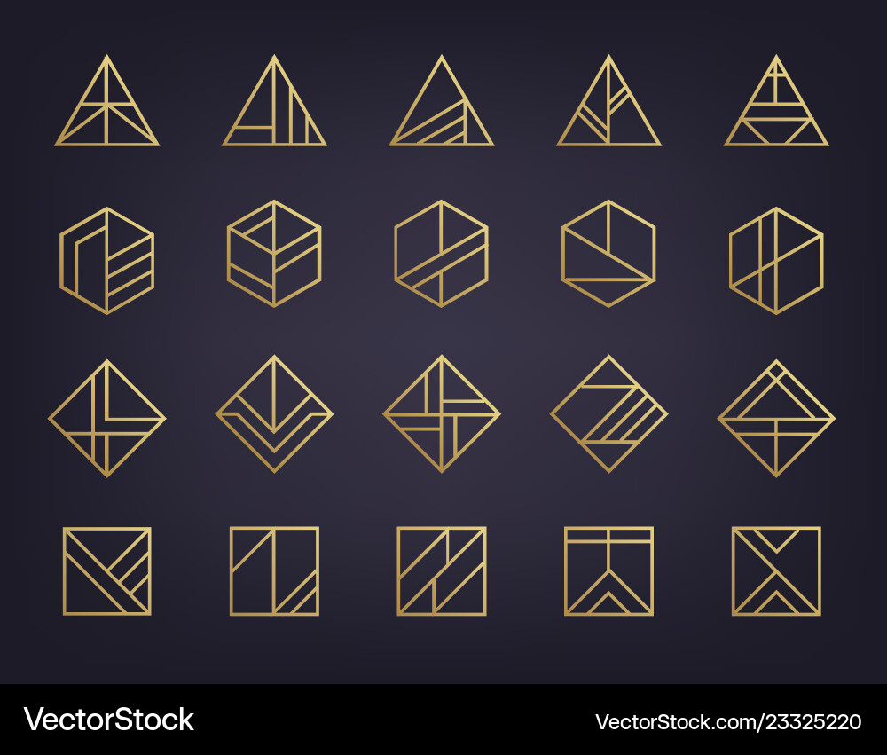 Set of abstract geometric logos art deco vector image