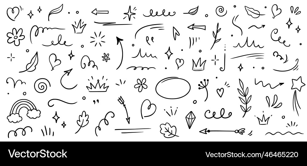 Sketch element line set abstract nature vector image