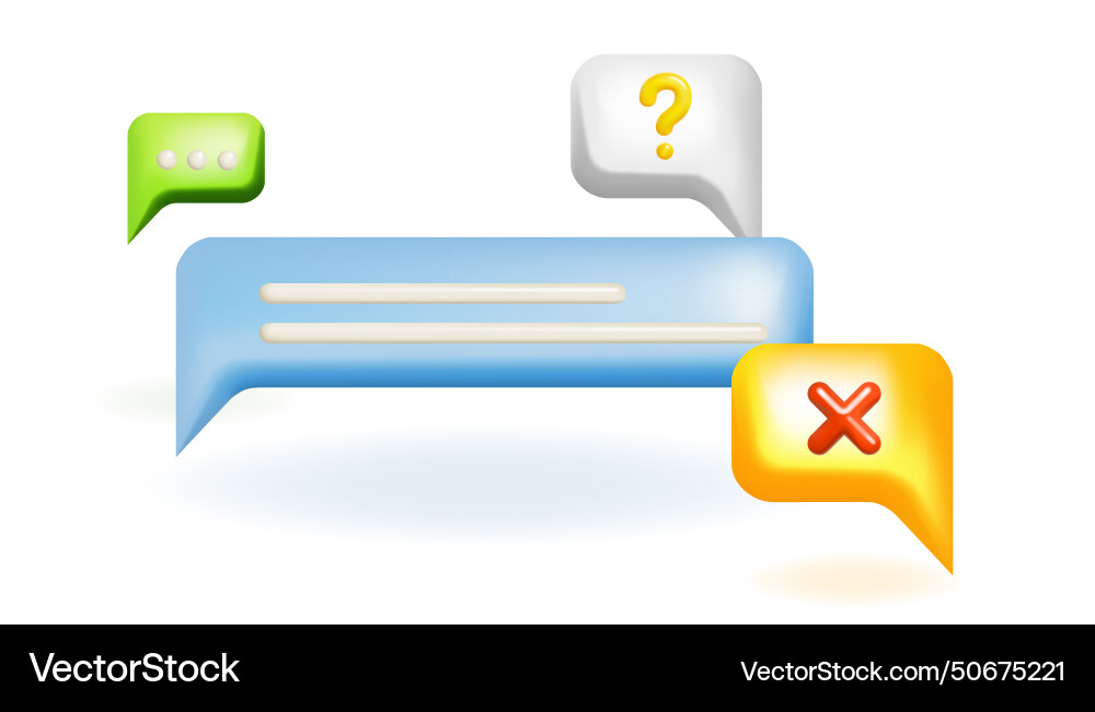 3d bubble speeches with cross and question mark 3d bubble speeches with cross and question mark Vector Image