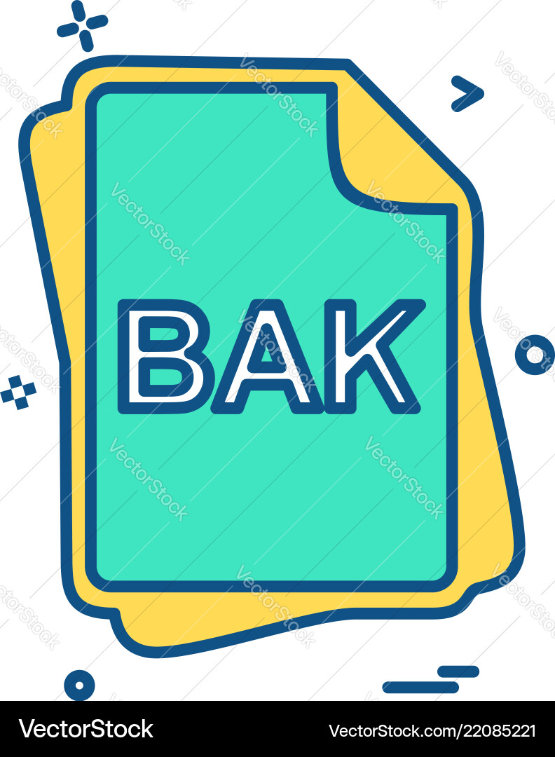 Bak file type icon design Bak file type icon design vector image