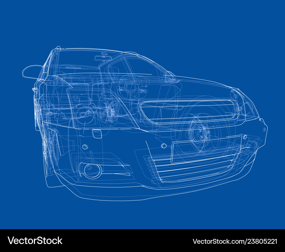 Concept car rendering of 3d Vector Image