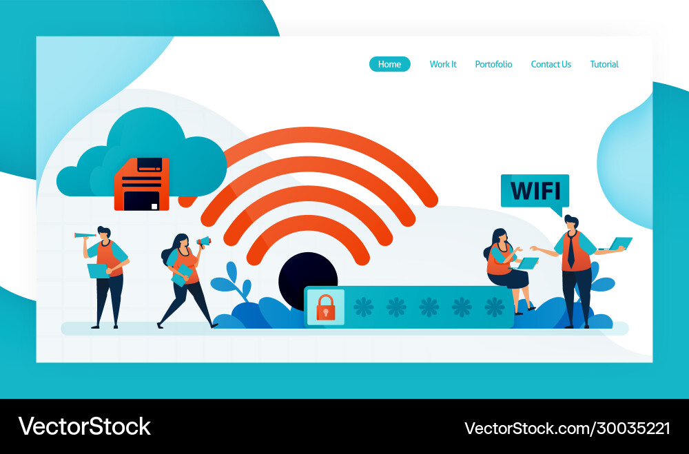 Landing page and website for wifi connection Vector Image