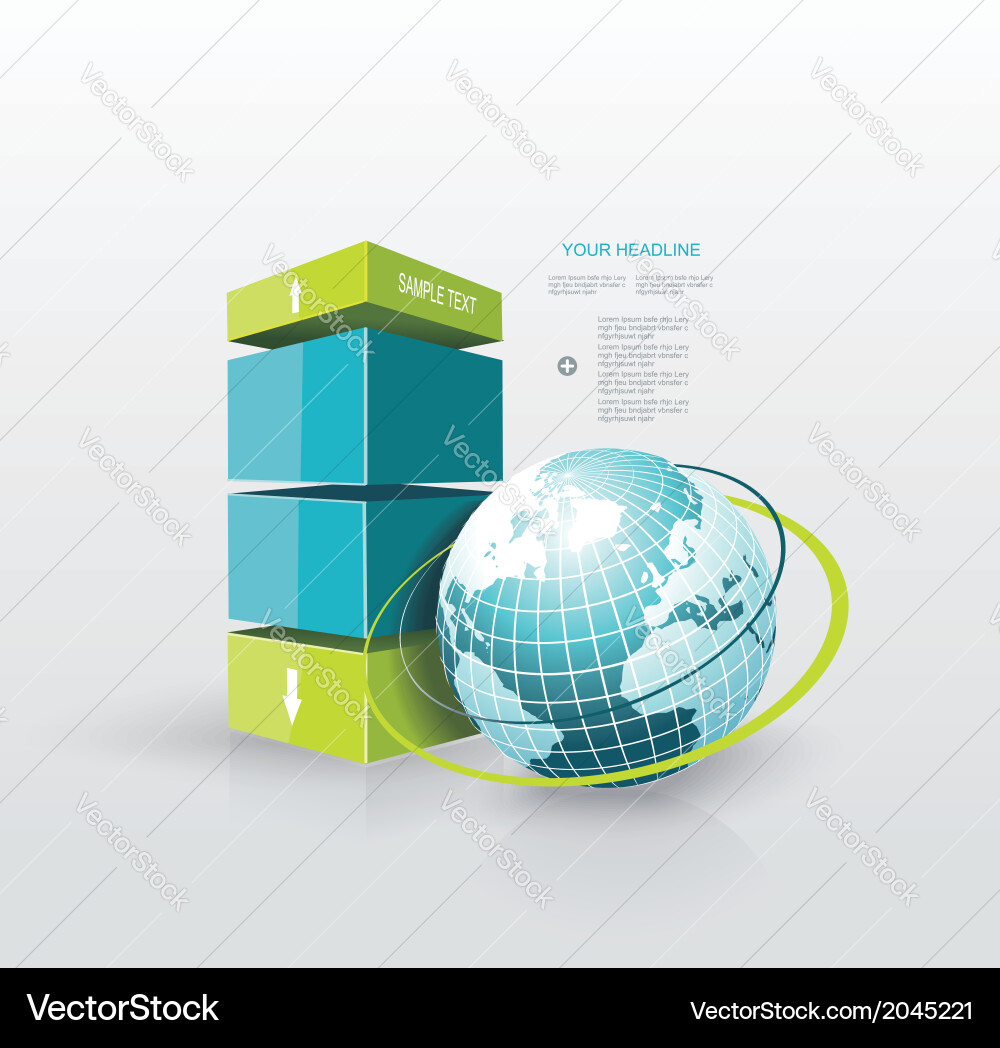 Modern Workflow Diagram with Globe Vector Image