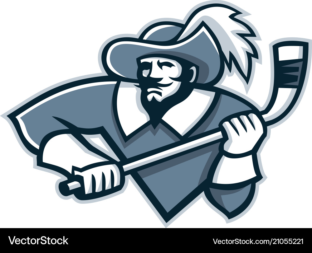 Musketeer Ice Hockey Mascot vector image