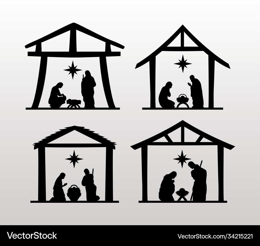 Nativity Scene Manger Figures Vector Image