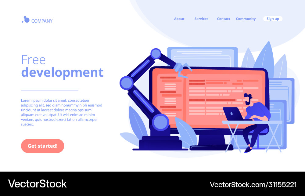 Open automation architecture concept landing page Open automation architecture concept landing page Vector Image