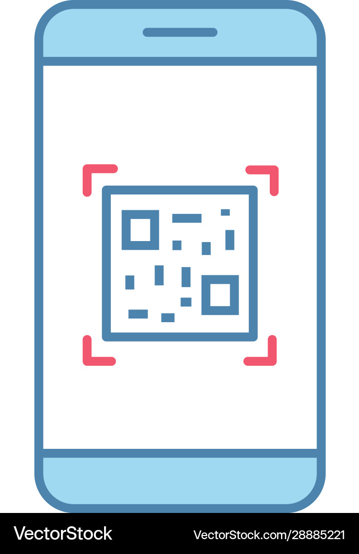 Qr code scanning smartphone app color icon Vector Image