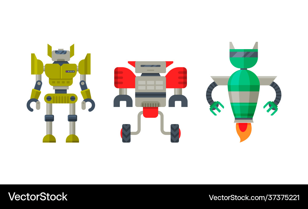 Robot transformer as automated action figure toy Robot transformer as automated action figure toy Vector Image