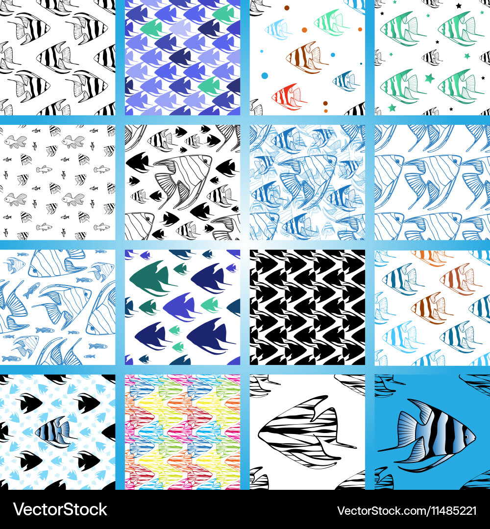 Seamless pattern with scalar fishes vector image