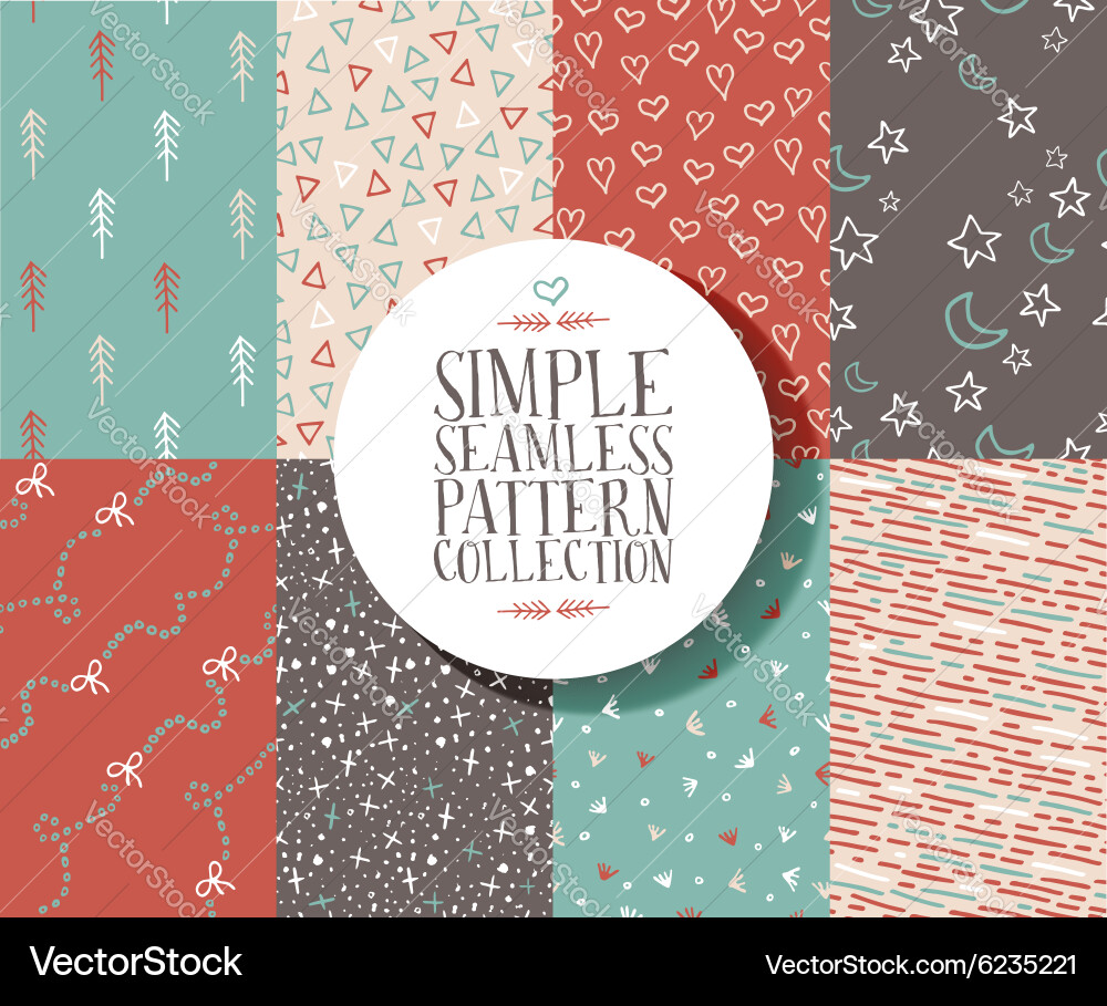 Seamless Retro Pattern Set vector image