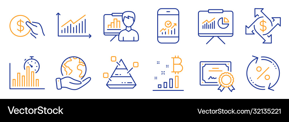 Set finance icons such as report timer Set finance icons such as report timer Vector Image
