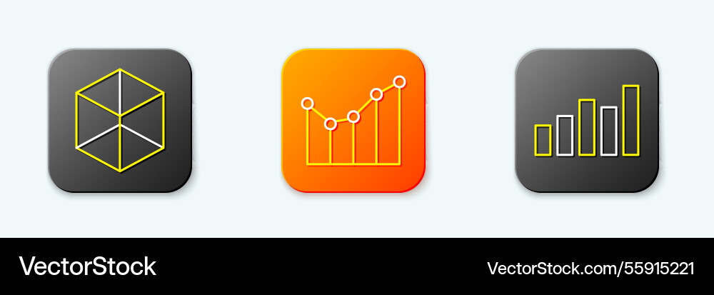 Set line geometric figure cube graph schedule Set line geometric figure cube graph schedule vector image