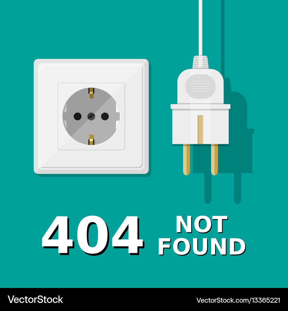 Unplugged Socket: Error 404 vector image