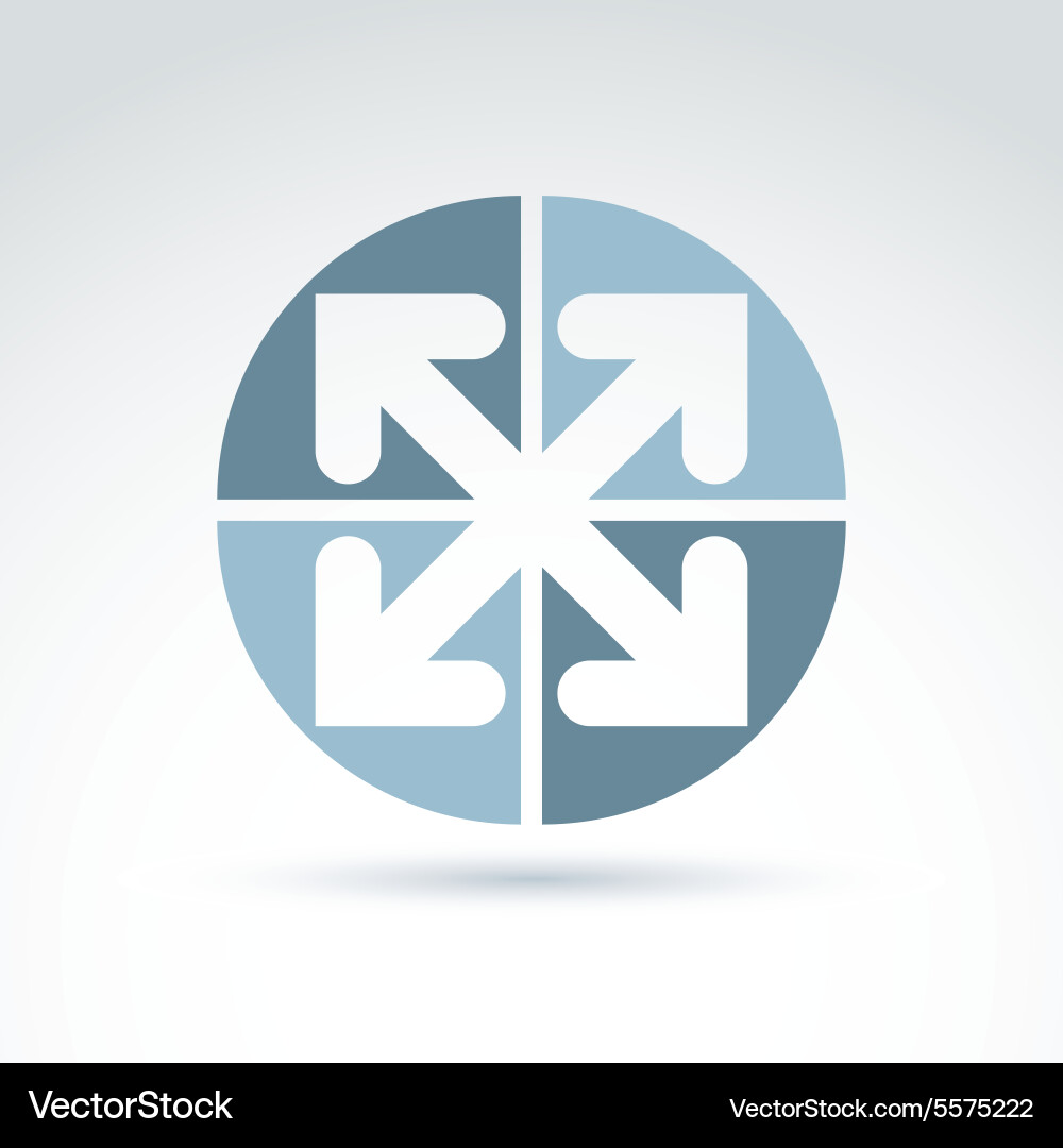 Abstract emblem with four multidirectional arrows vector image