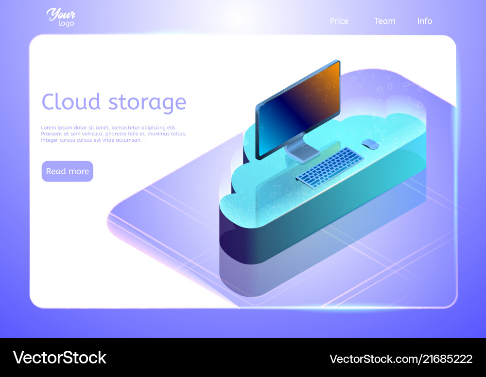 Cloud data storage concept web page template Cloud data storage concept web page template vector image