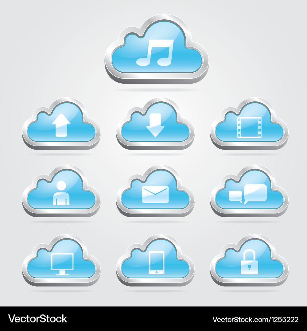 Cloud icon button set for website and app vector image