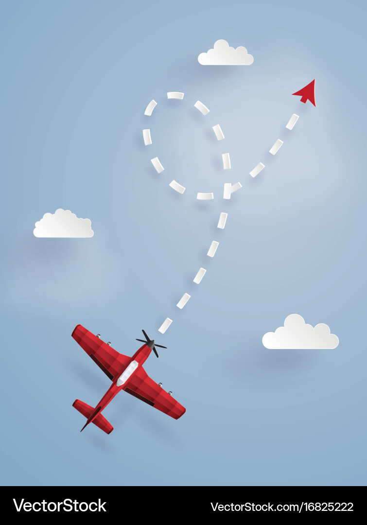 Concept of target red plane flying follow vector image
