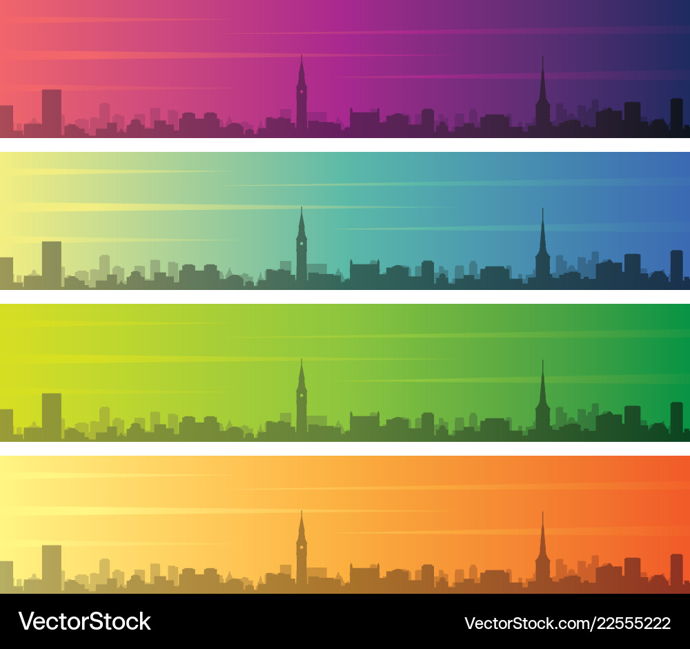 Copenhagen multiple color gradient skyline banner Vector Image