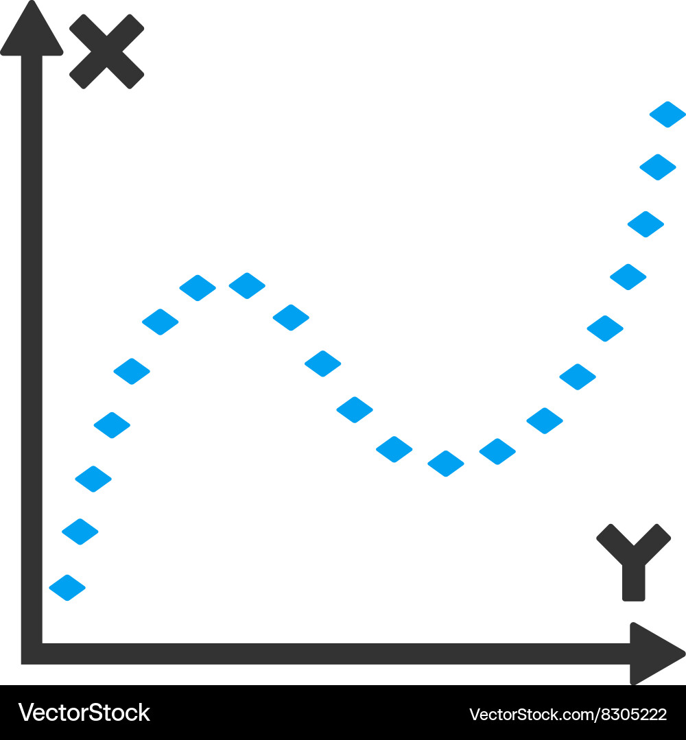 Dotted function graph toolbar icon Vector Image