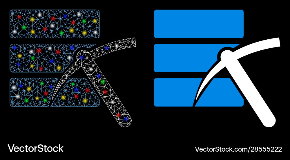 Flare mesh wire frame data mining icon with Flare mesh wire frame data mining icon with vector image