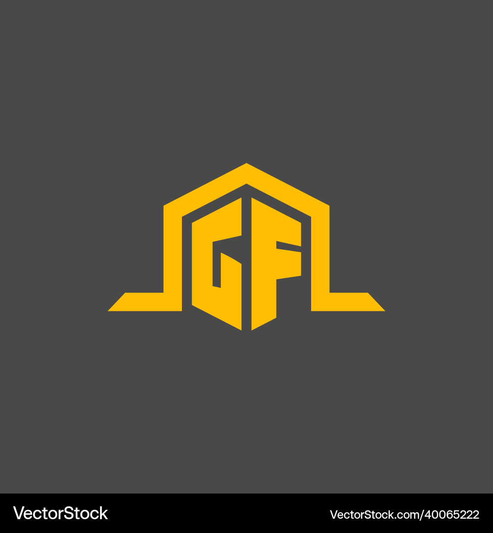 Gf monogram initial logo with hexagon style design Vector Image
