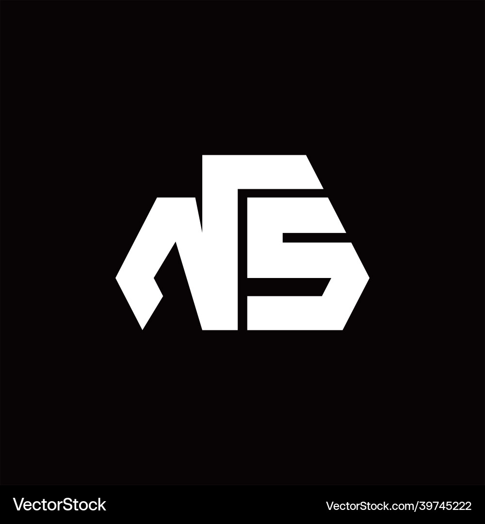 Ns logo monogram with octagon shape style design vector image