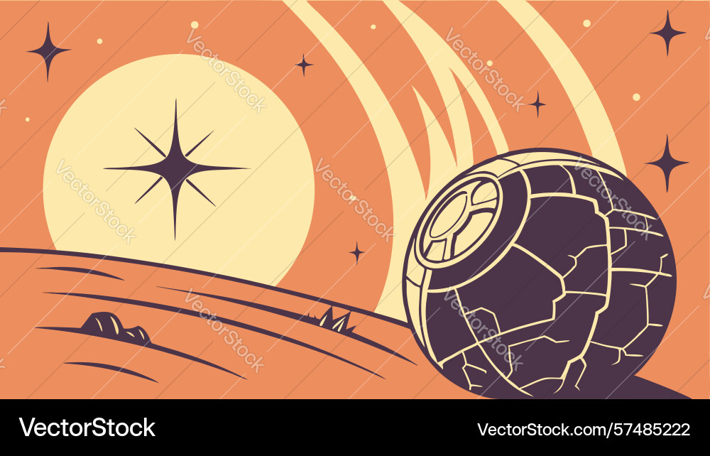 Planet with sphere object abstract cosmic vector image