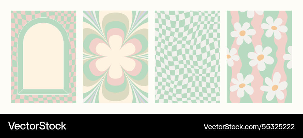 Retro Psychedelic Pattern Set vector image