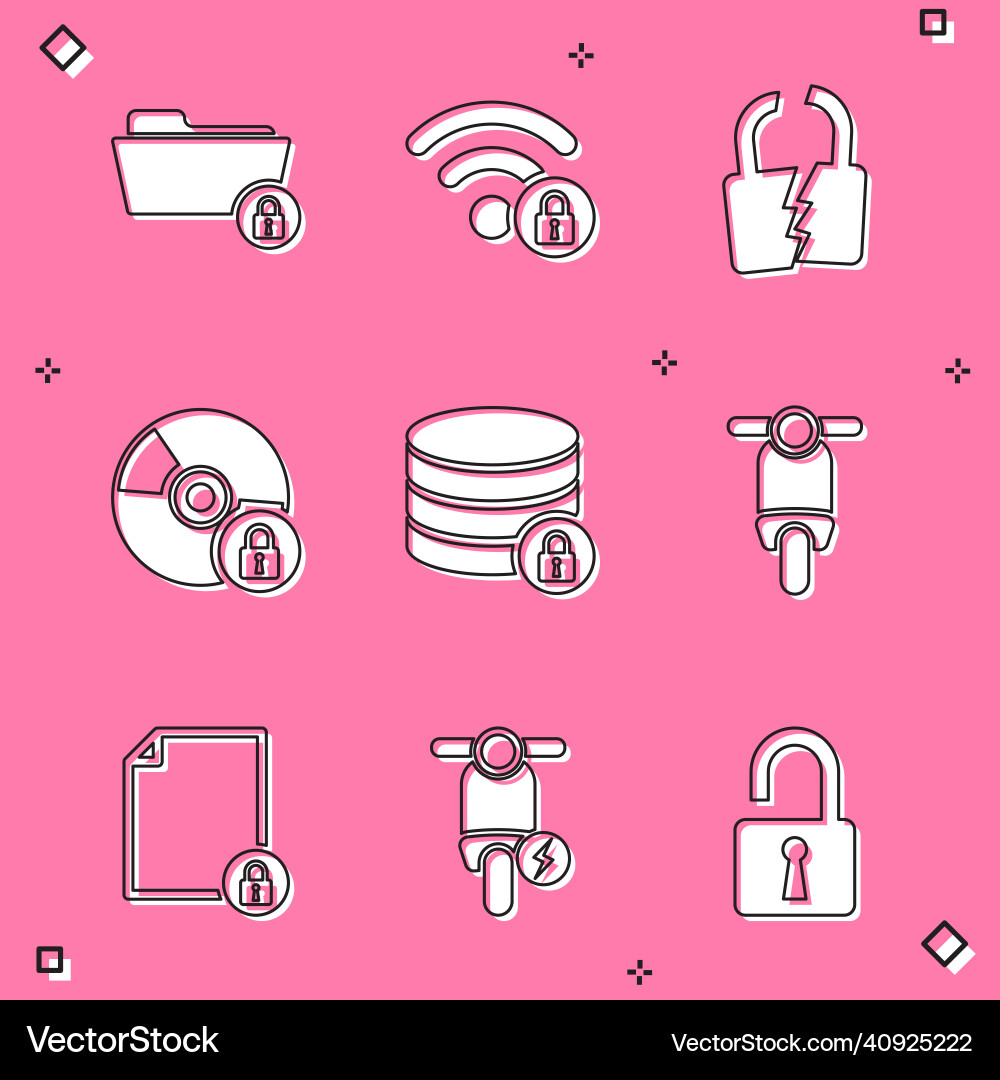 Set folder and lock wifi locked broken Set folder and lock wifi locked broken Vector Image