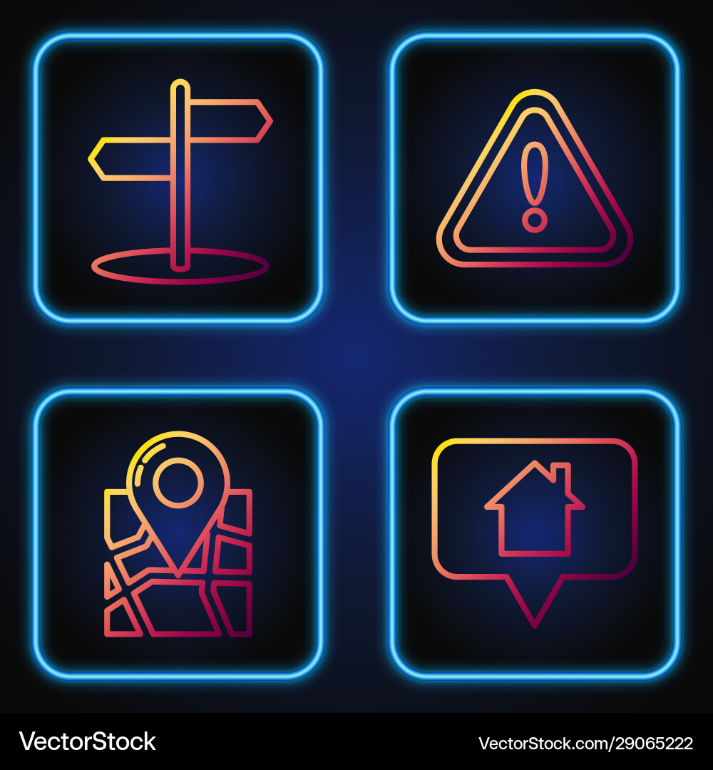 Set line map pointer with house folded Vector Image
