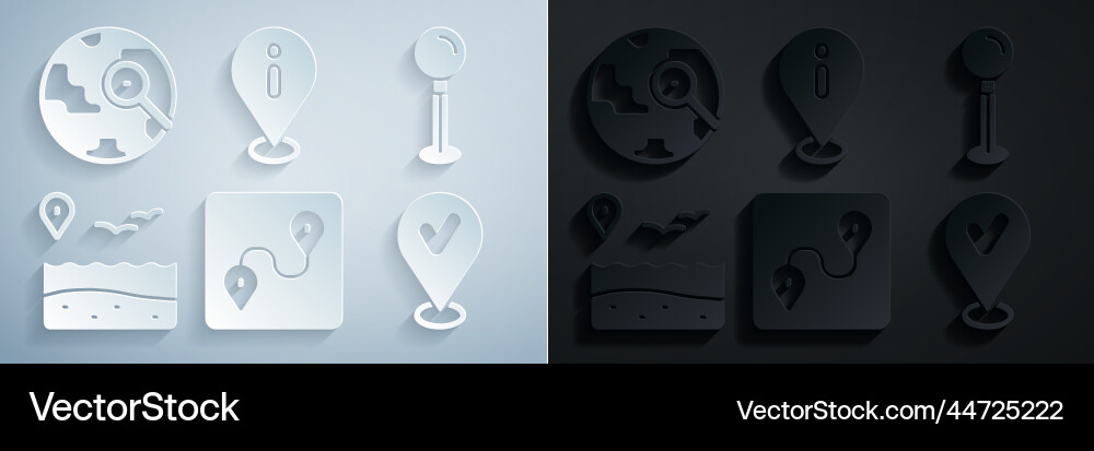 Set route location push pin with beach Vector Image