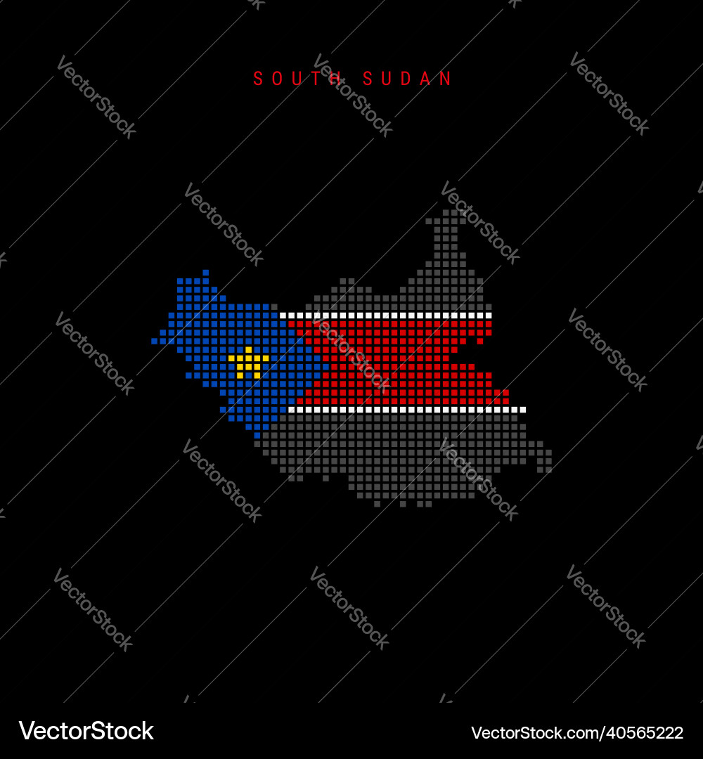 Square dots pattern map of south sudan Vector Image