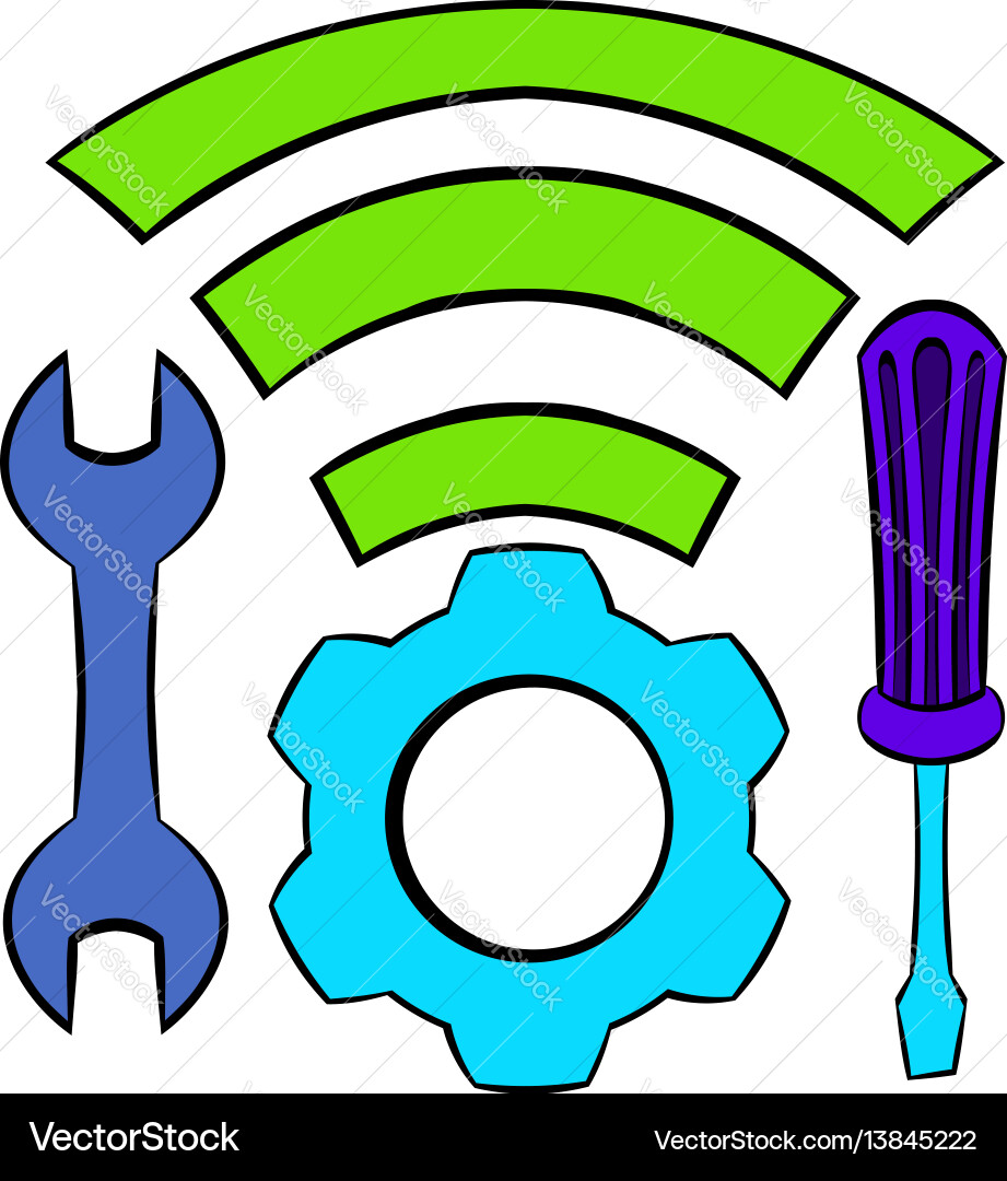 Tools and wifi icon cartoon Tools and wifi icon cartoon vector image