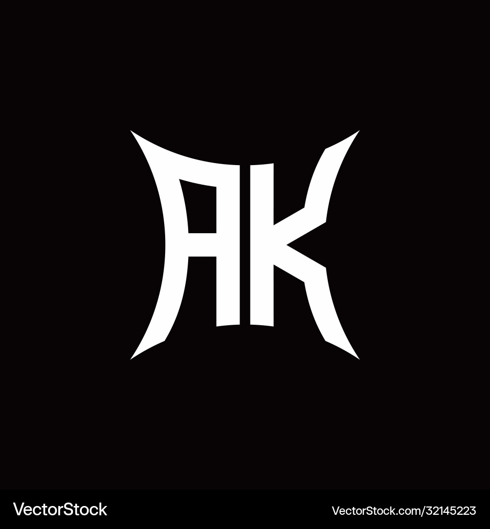 Ak monogram logo with sharped shape design Ak monogram logo with sharped shape design Vector Image