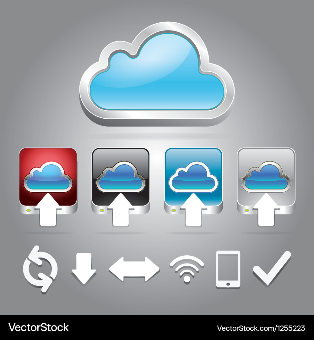 Cloud icon button set for website and app vector image