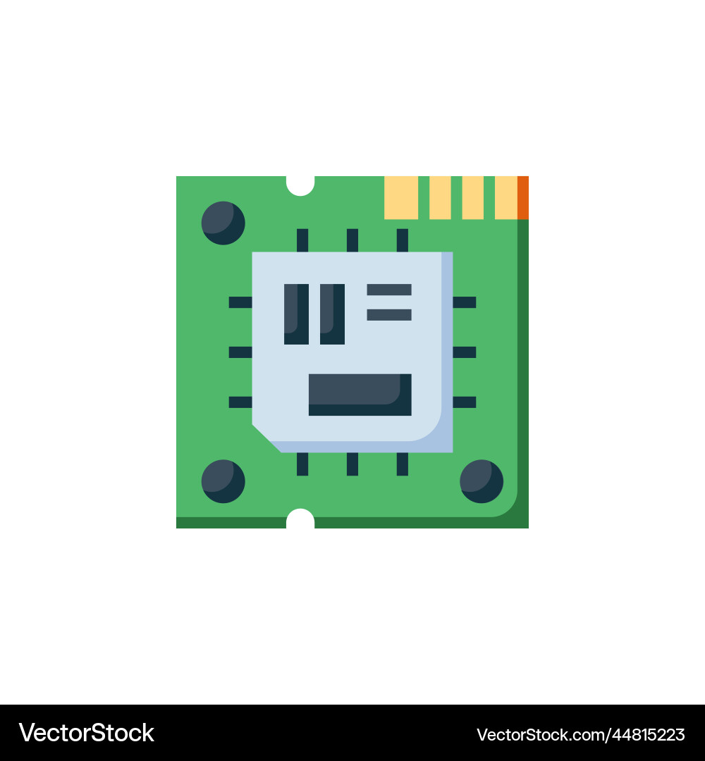 Cpu icon computer component flat style Vector Image