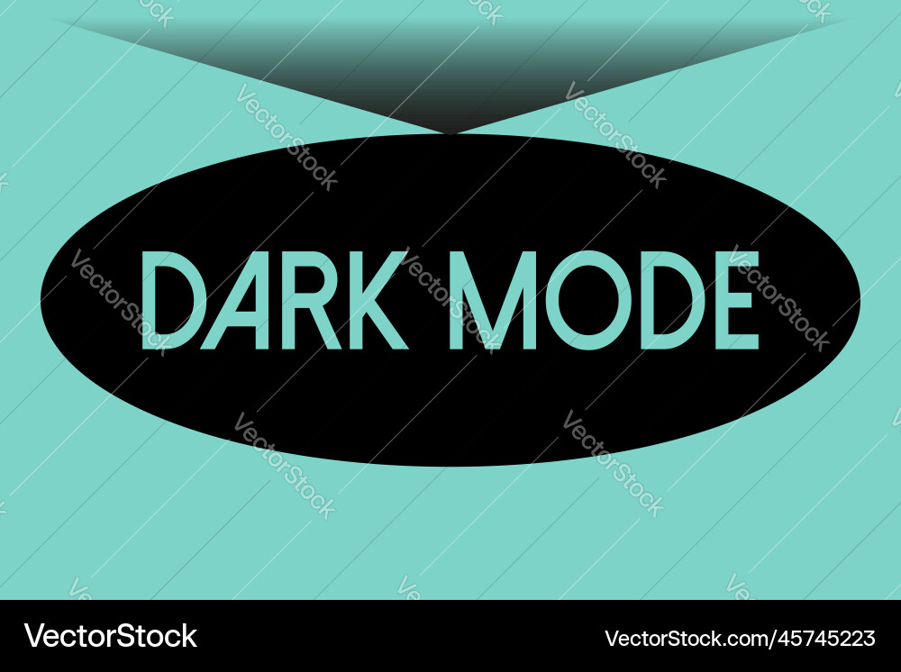 Dark mode text on black circle shape Dark mode text on black circle shape vector image