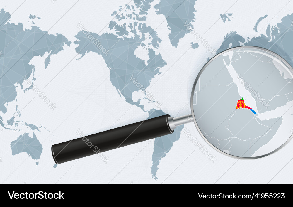 Enlarged map of eritrea on america centered world vector image