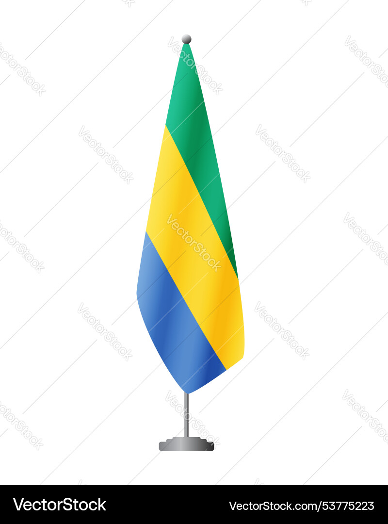 Gabon flag on flagpole for official meetings Gabon flag on flagpole for official meetings vector image